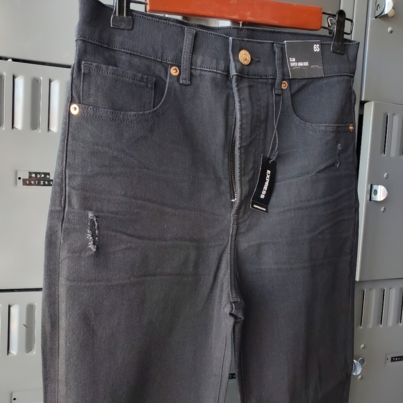 Super high waisted black slim jeans 6 SHORT - Picture 7 of 11